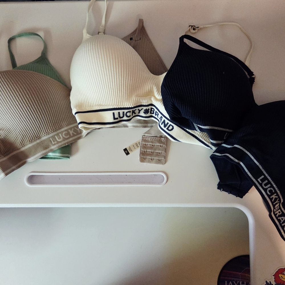 Lucky Brand Women's Ribbed Bralette Set - Cream, Tan, Green, Bla